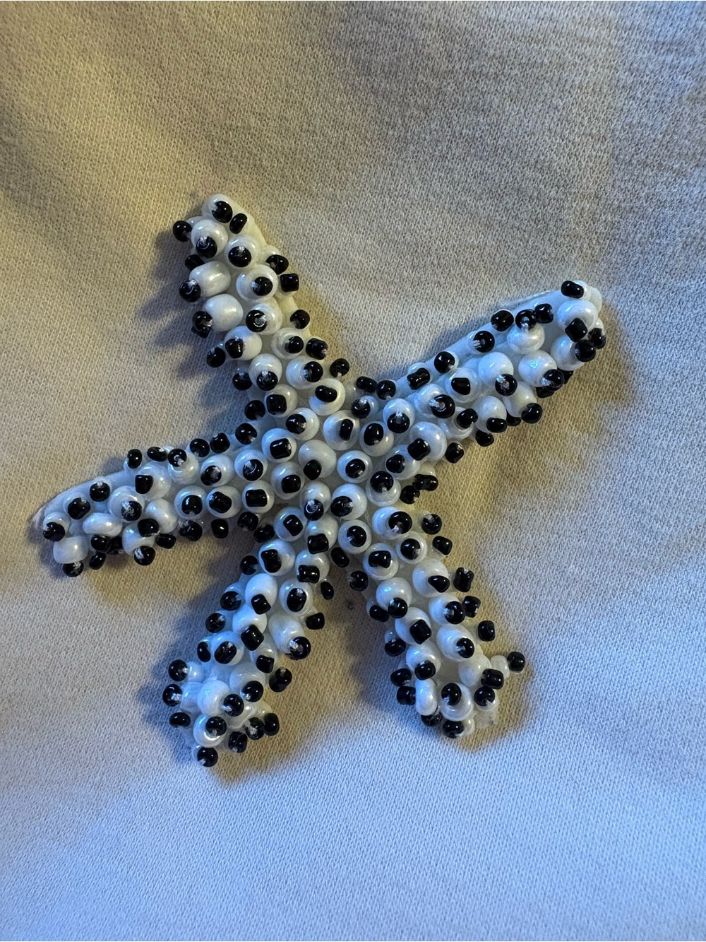 QUEEN OF SPARKLES Cream Short Sleeve Terrycloth Multicolor Starfish Beaded Dress - Picture 5 of 5